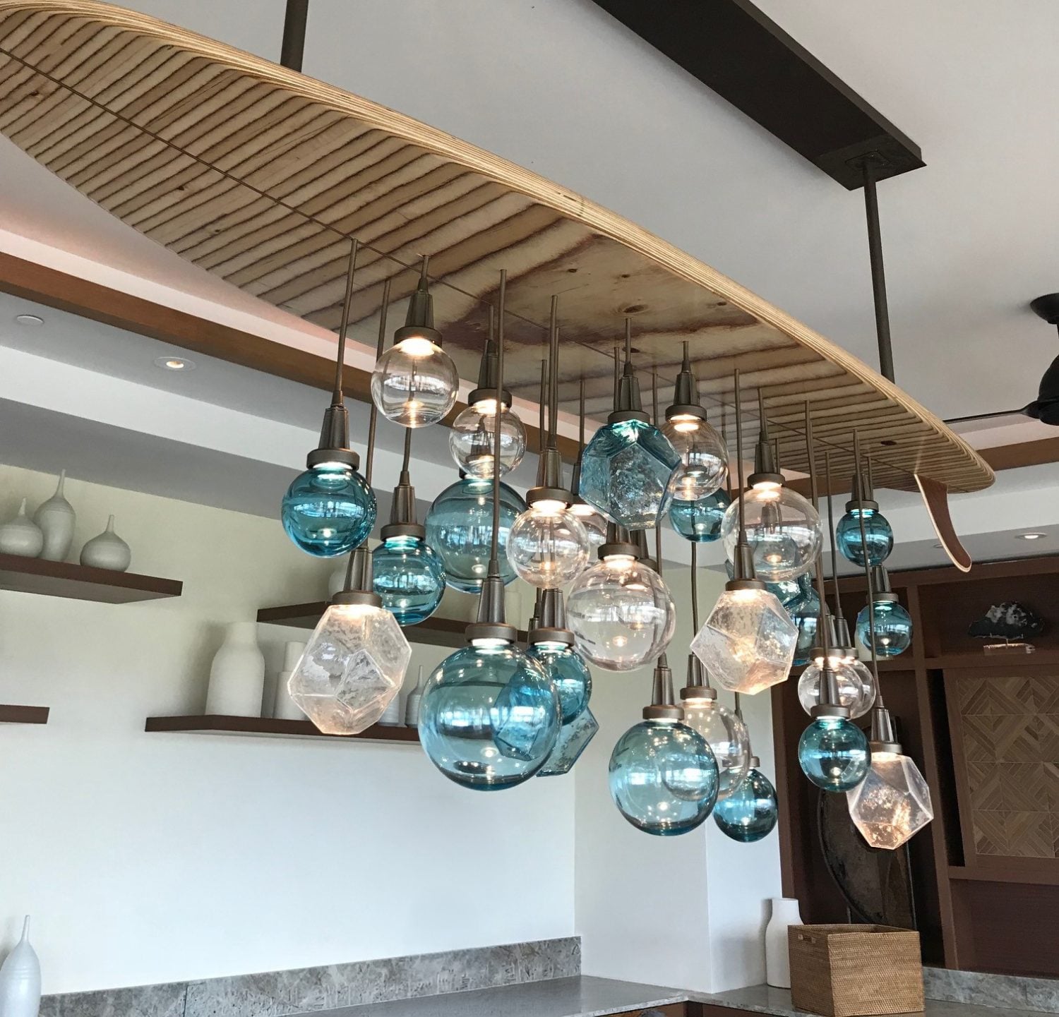 Custom Gem Multi-Pendant Surfboard Chandelier