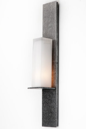 This fixture's blown glass diffuser and stippled antique iron finish can enhance a contemporary home with a touch of textural interest.