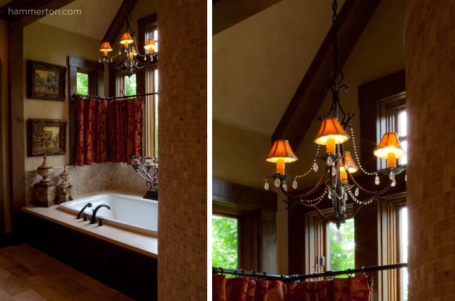 Elaborate Chandelier Over Tub
