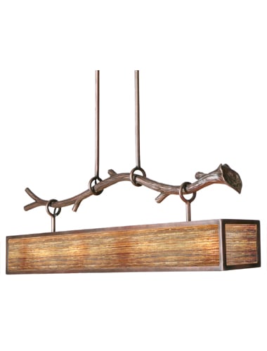 This geometric pool light features an ecoresin diffuser that subtly echoes the wood-like texture of the fixture's meticulously handcrafted steel branch.