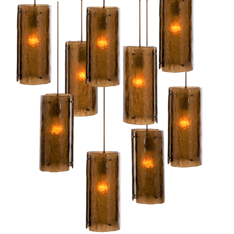 Textured Glass Square Pendant Chandelier
