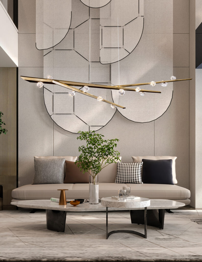 Branch style chandelier with cast glass 