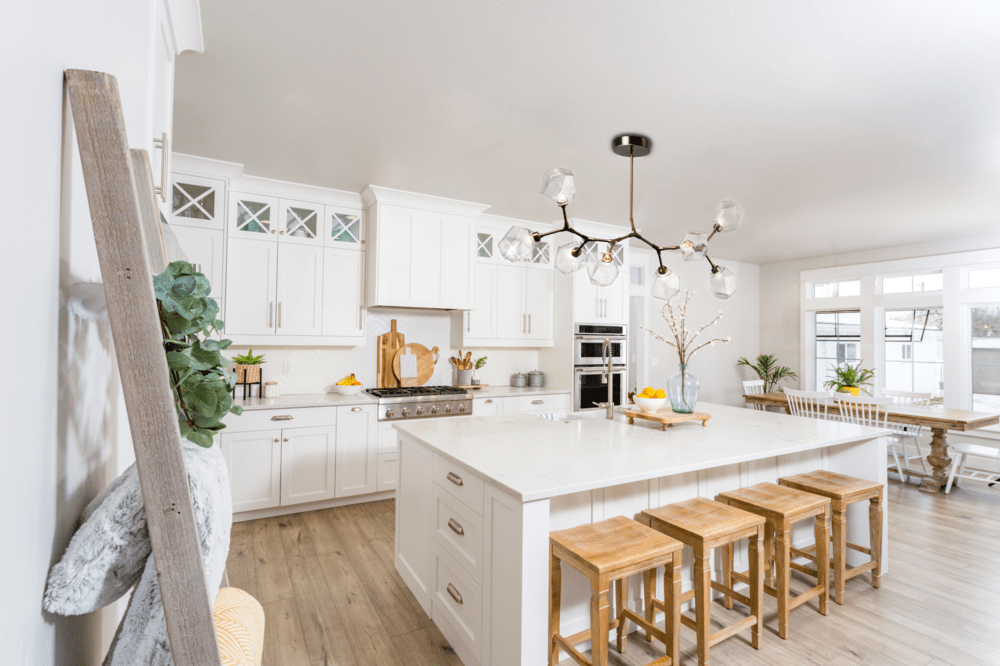 Gem Modern Branch over a modern farmhouse kitchen island