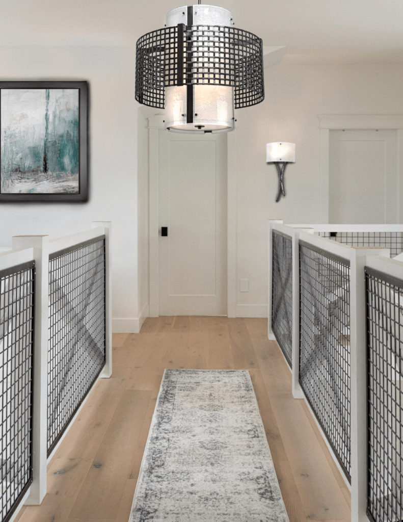 Tweed drum in a modern farmhouse hallway
