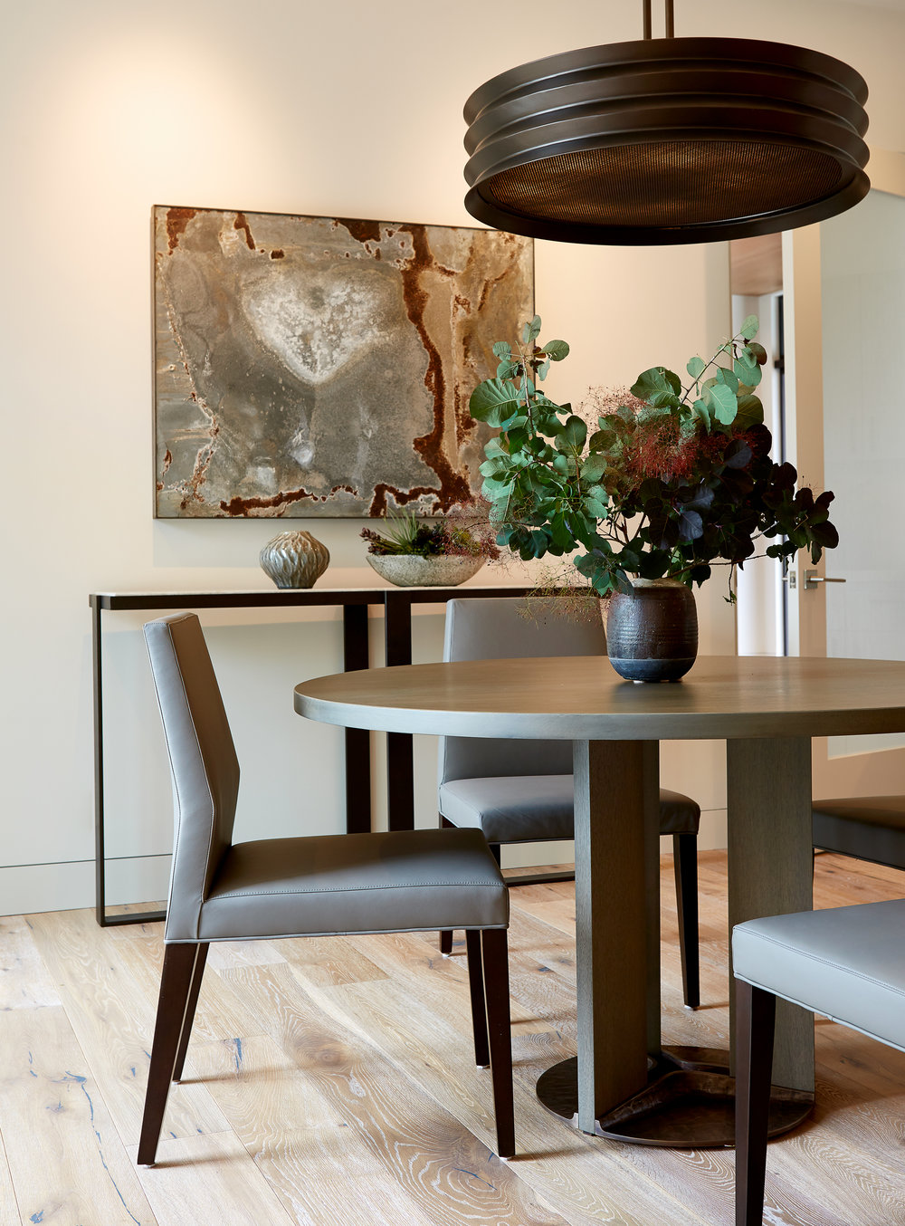 A Hammerton CH2144 drum chandelier in steel, with a fine mesh diffuser.