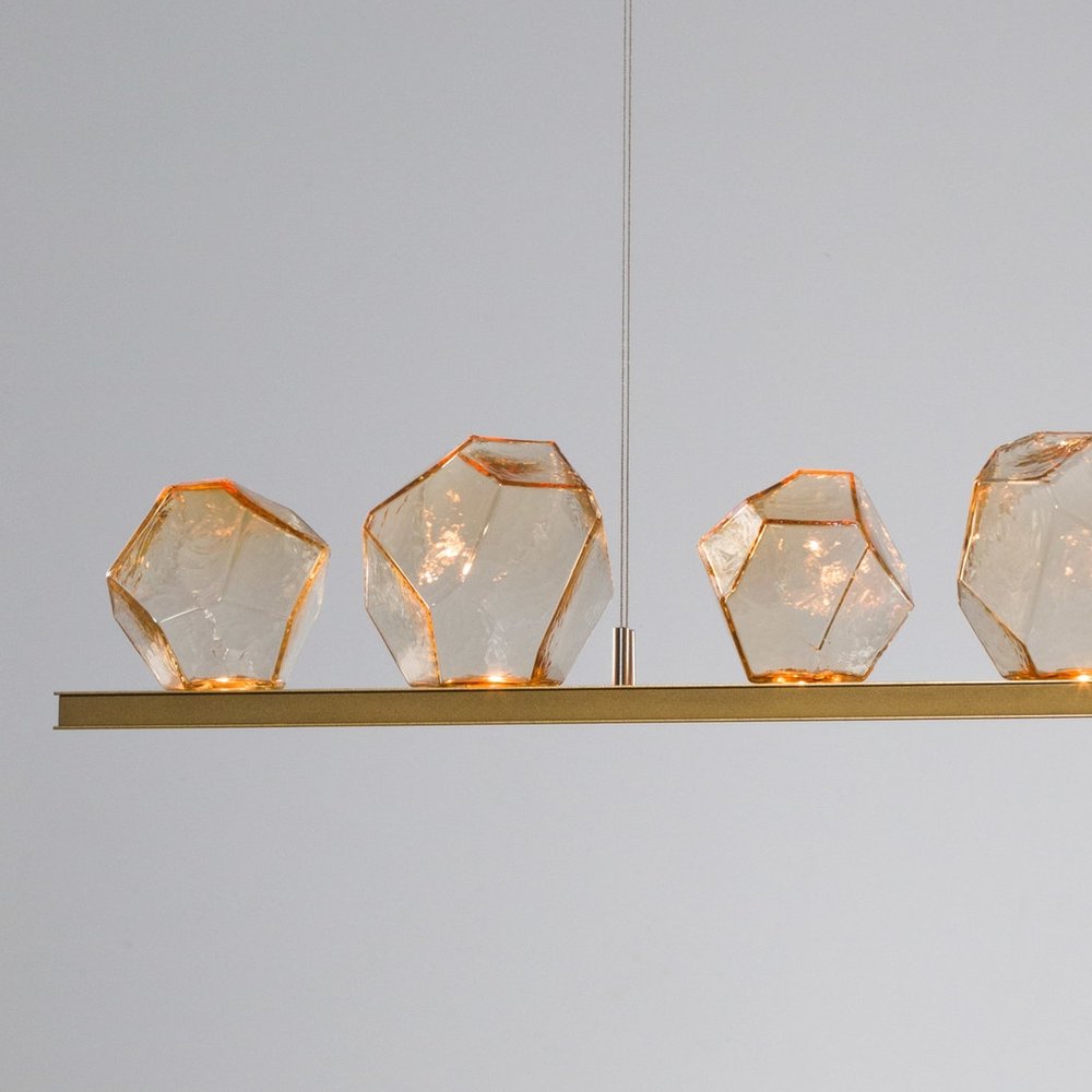 Heritage Brass finish with amber glass