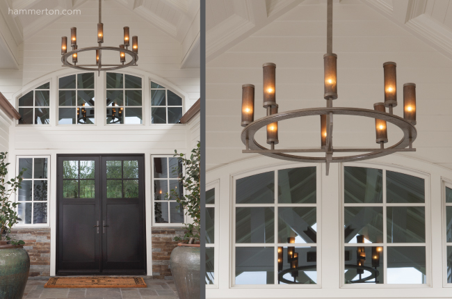 A breathtaking 8-light ring chandelier featuring cylindrical mesh diffusers.