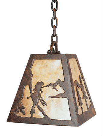 Skiing motif on a pendant light