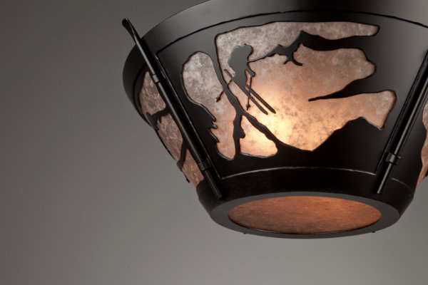 Skiing motif semi flush mount light 