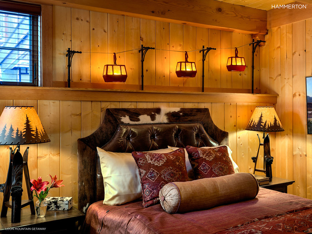 Above and below: Two miniature gondola lights previously done for other mountain-loving clients. Design by C. Randolph Trainor Interiors.