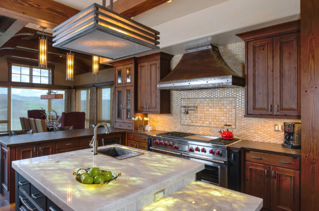 Contemporary square fixture in the kitchen