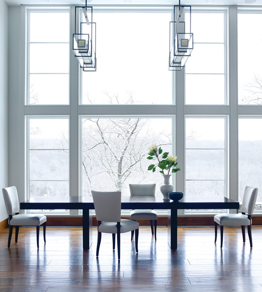 A pair of PL2150 linear suspensions in a Washington, CT contemporary farmhouse.