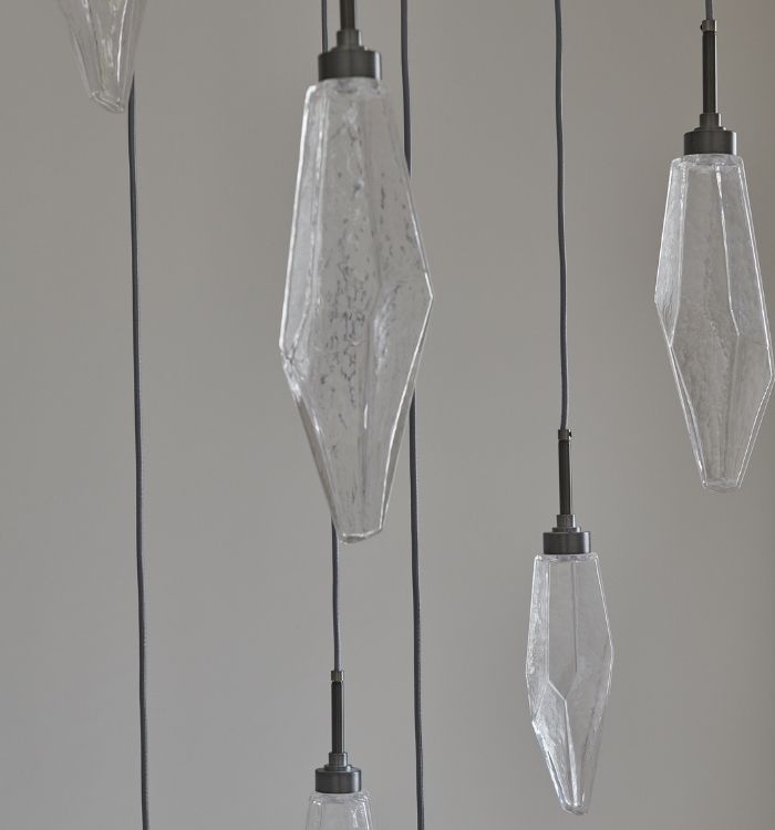 Hand blown glass pendant Rock Crystal