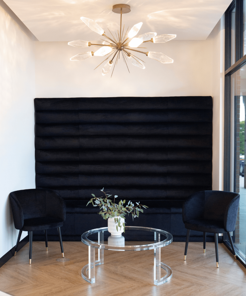 Rock crystal starburst chandelier 