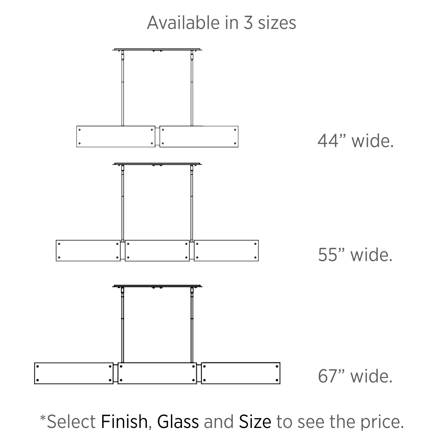 textured Glass Linear suspensions size explanation PLB0044-LS