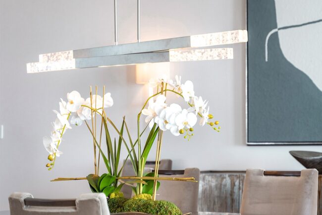 Axis Pivot Linear Chandelier | Angela Reynolds Design, Living-Proof-Photography