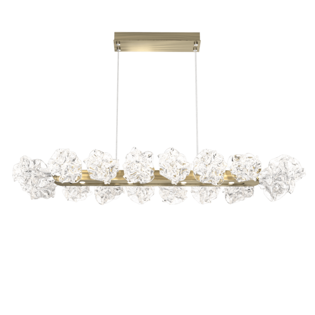 PLB0059-48-HB-Hammerton-Studio-Blossom-48-inch-linear-chandelier-with-heritage-brass-finish-and-clear-handblown-crystal-glass-shades-and-LED-lamping