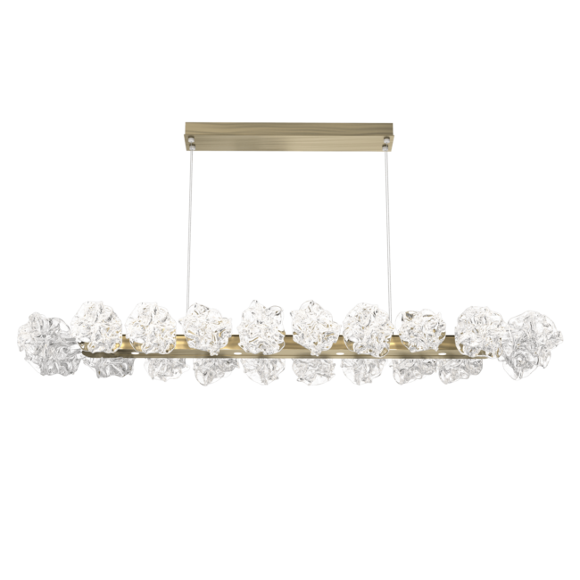 PLB0059-60-HB-Hammerton-Studio-Blossom-60-inch-linear-chandelier-with-heritage-brass-finish-and-clear-handblown-crystal-glass-shades-and-LED-lamping