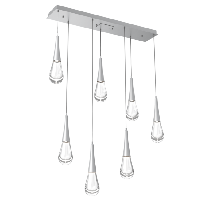 PLB0078-07-CS-Hammerton-Studio-Raindrop-7-light-linear-pendant-chandelier-with-classic-silver-finish-and-clear-blown-glass-shades-and-LED-lamping