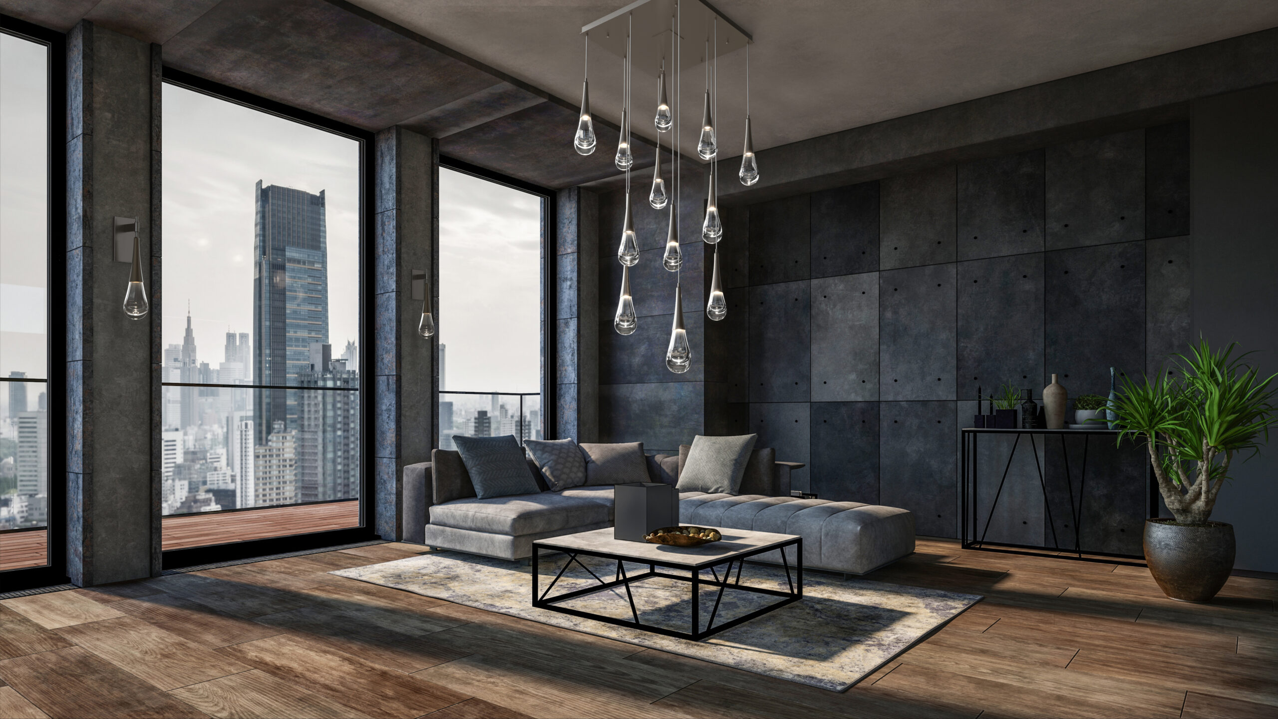 Raindrop Square Pendant Chandelier