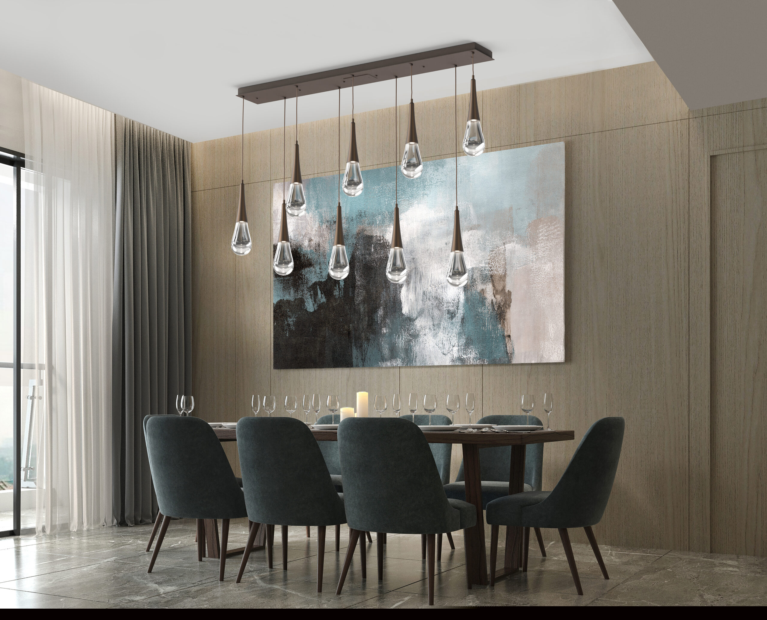 Raindrop Linear Pendant Chandelier