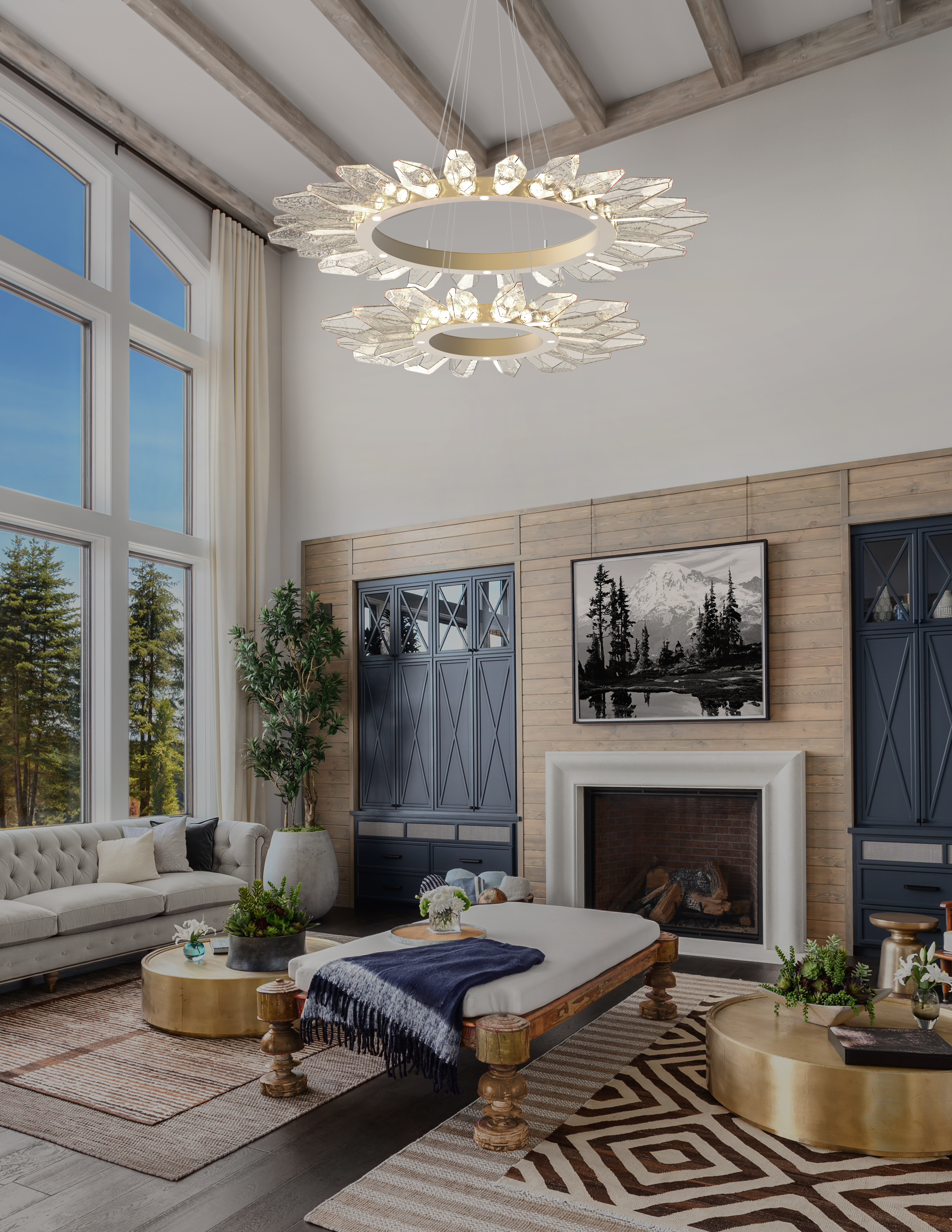 Rock Crystal Radial Ring Chandelier
