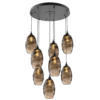 CHB0035-08-MB-OB-Hammerton-Studio-Optic-Blown-Glass-Elisse-8-light-round-pendant-chandelier-with-matte-black-finish-and-optic-bronze-blown-glass-shades-and-incandescent-lamping