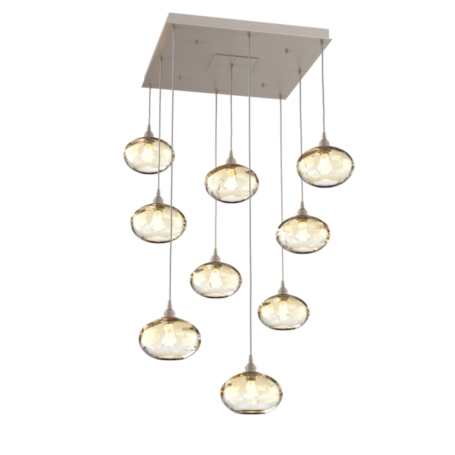 CHB0036-09-BS-OA-Hammerton-Studio-Optic-Blown-Glass-Coppa-9-light-square-pendant-chandelier-with-metallic-beige-silver-finish-and-optic-amber-blown-glass-shades-and-incandescent-lamping
