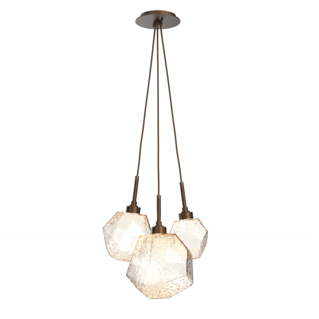 CHB0039-0E-FB-A-Hammerton-Studio-Gem-3-light-cluster-pendant-light-with-flat-bronze-finish-and-amber-blown-glass-shades-and-LED-lamping