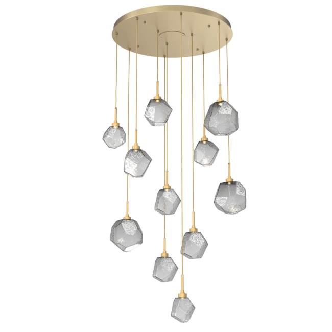 CHB0039-11-GB-S-Hammerton-Studio-Gem-11-light-round-pendant-chandelier-with-gilded-brass-finish-and-smoke-blown-glass-shades-and-LED-lamping