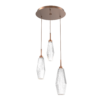 CHB0049-03-BB-RC-Hammerton-Studio-Aalto-3-light-round-pendant-chandelier-with-burnished-bronze-finish-and-optic-ribbed-clear-glass-shades-and-LED-lamping