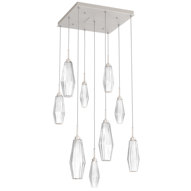 CHB0049-09-BS-RC-Hammerton-Studio-Aalto-9-light-square-pendant-chandelier-with-metallic-beige-silver-finish-and-optic-ribbed-clear-glass-shades-and-LED-lamping