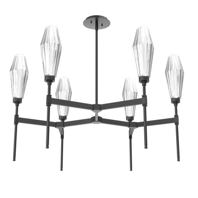 CHB0049-37-MB-RC-Hammerton-Studio-Aalto-37-inch-round-belvedere-chandelier-with-matte-black-finish-and-optic-ribbed-clear-glass-shades-and-LED-lamping