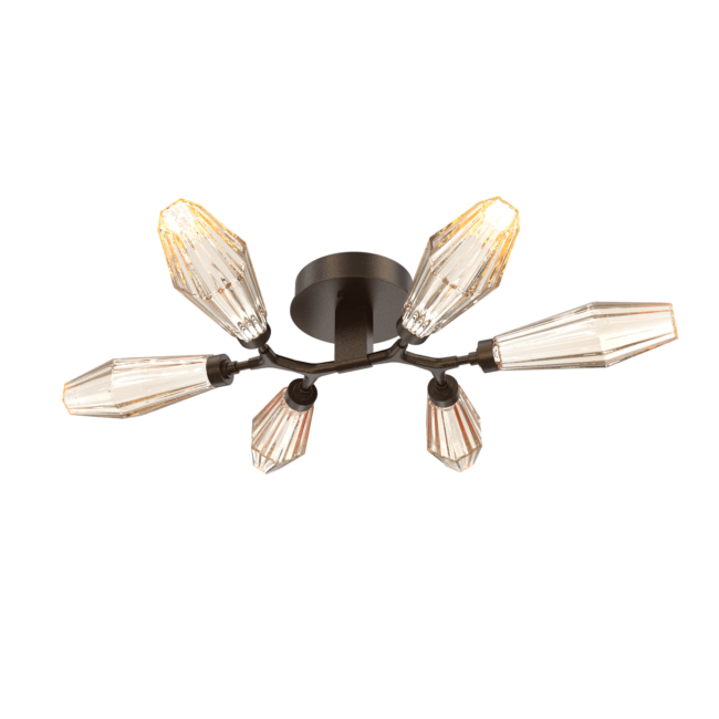 CLB0049-01-FB-RA-Hammerton-Studio-Aalto-6-light-organic-flush-mount-light-with-flat-bronze-finish-and-optic-ribbed-amber-glass-shades-and-LED-lamping