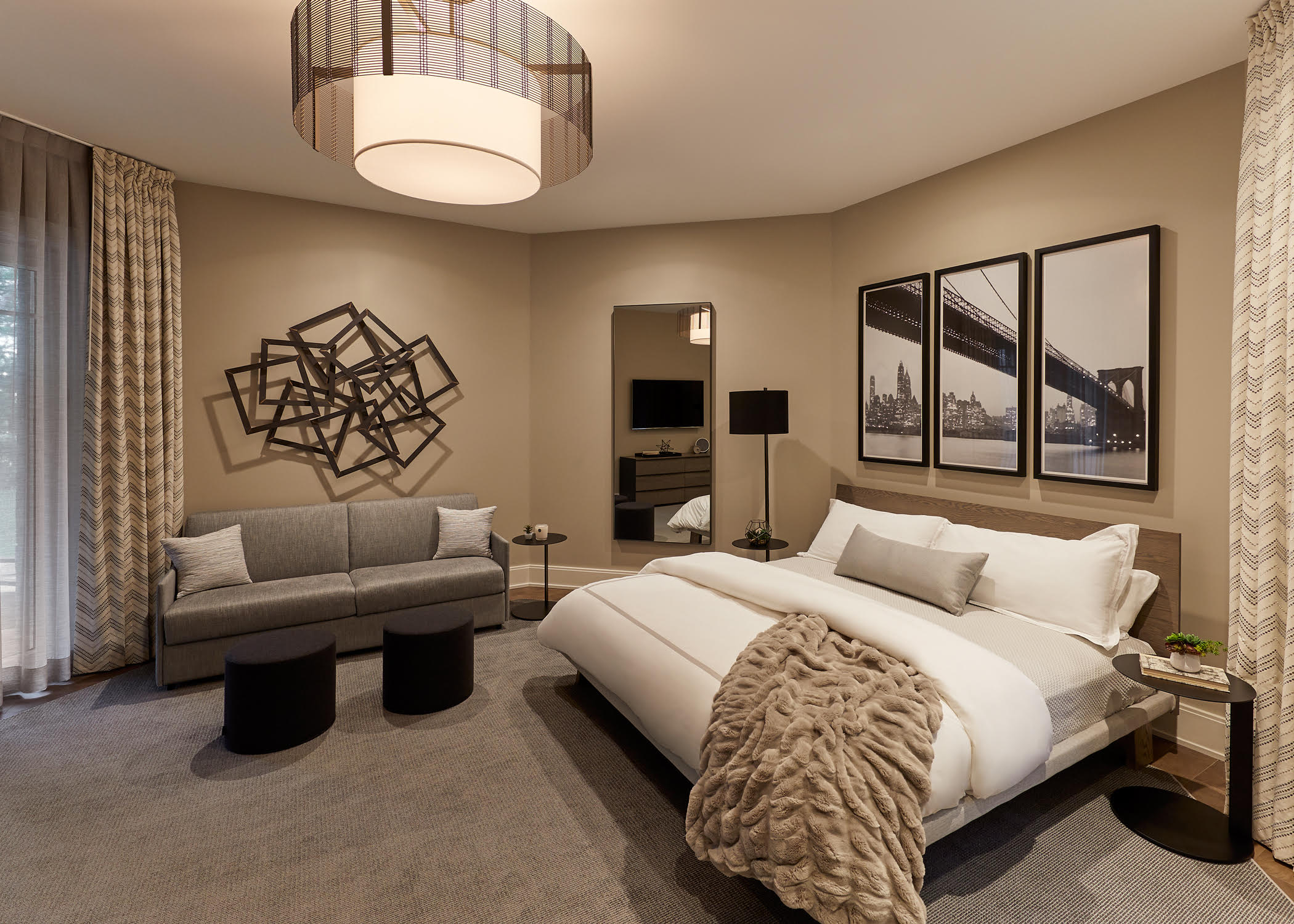 Downtown Mesh Semi-Flush Mount Drum Light | Bowerbirds Inc.