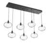 PLB0036-07-MB-OC-Hammerton-Studio-Optic-Blown-Glass-Coppa-7-light-linear-pendant-chandelier-with-matte-black-finish-and-optic-clear-blown-glass-shades-and-incandescent-lamping