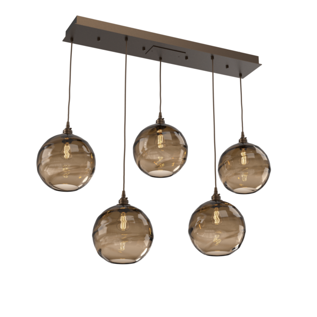 PLB0047-05-FB-OB-Hammerton-Studio-Optic-Blown-Glass-Terra-5-light-linear-pendant-chandelier-with-flat-bronze-finish-and-optic-bronze-blown-glass-shades-and-incandescent-lamping