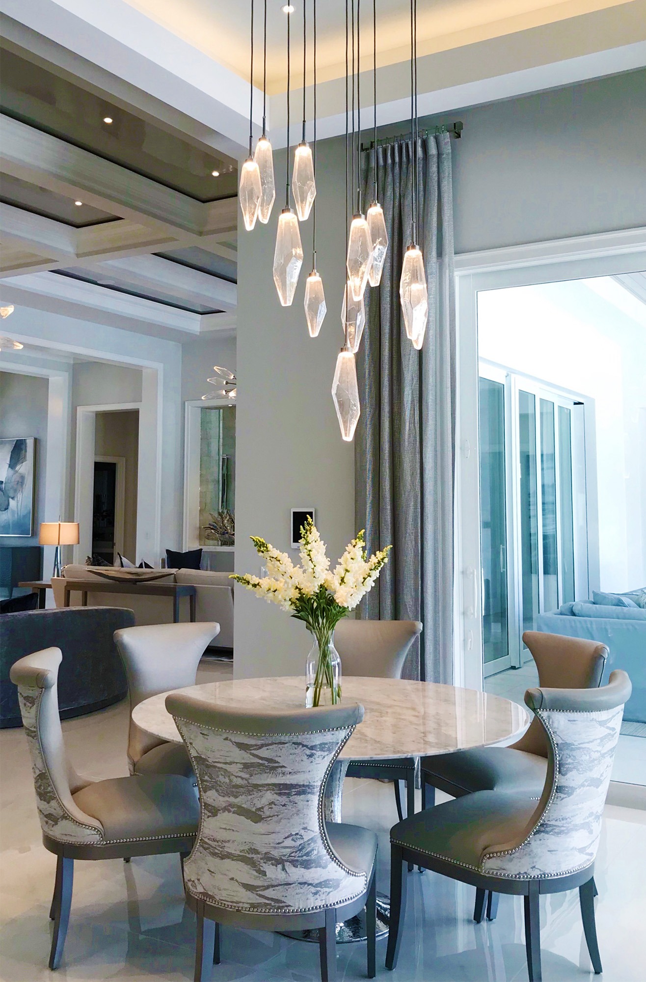 Rock Crystal Round Pendant Chandelier | Gina Goldstein Design