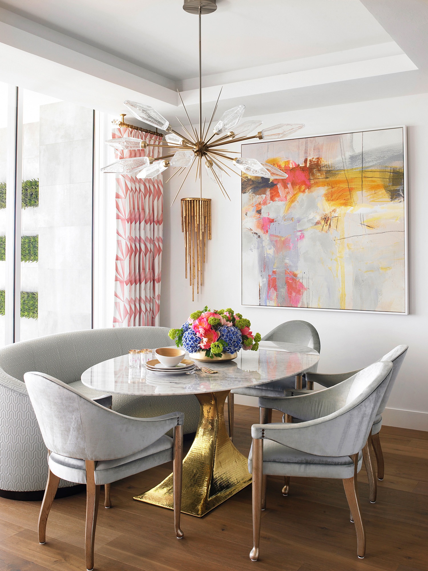 Rock Crystal Oval Starburst Chandelier | Renee Gaddis Interior Design