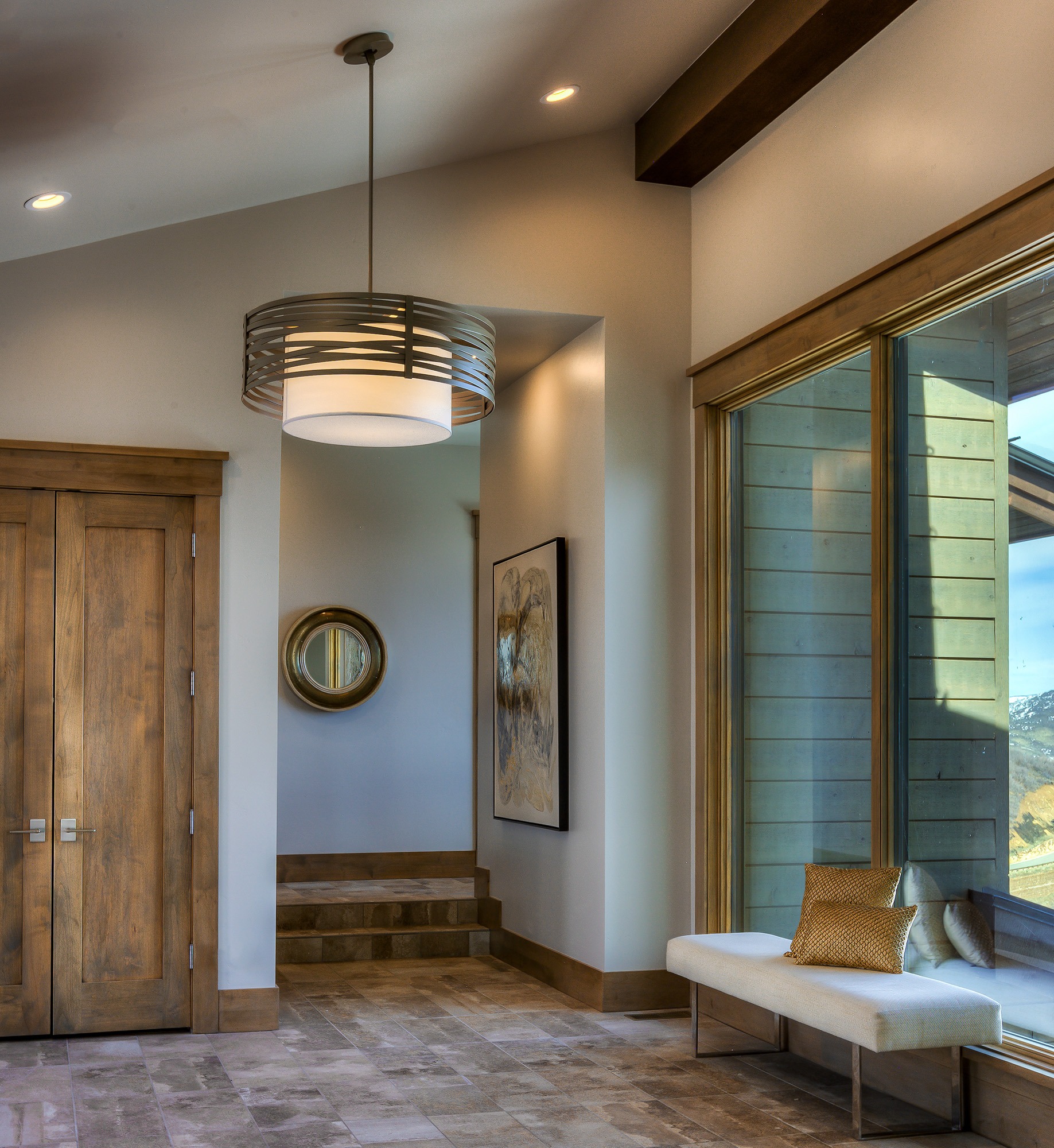 Tempest Drum Chandelier with Linen Shade