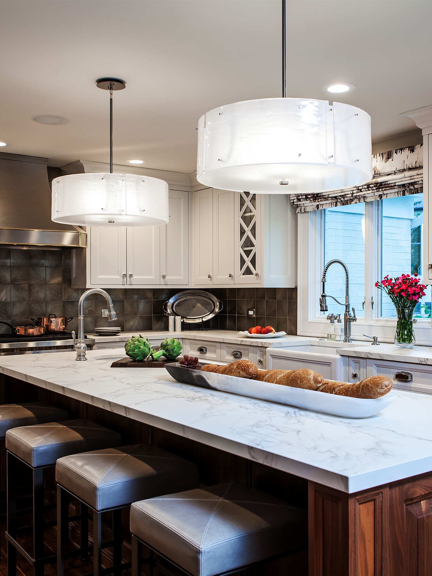 Textured Glass Drum Chandelier | Michelle's Interiors