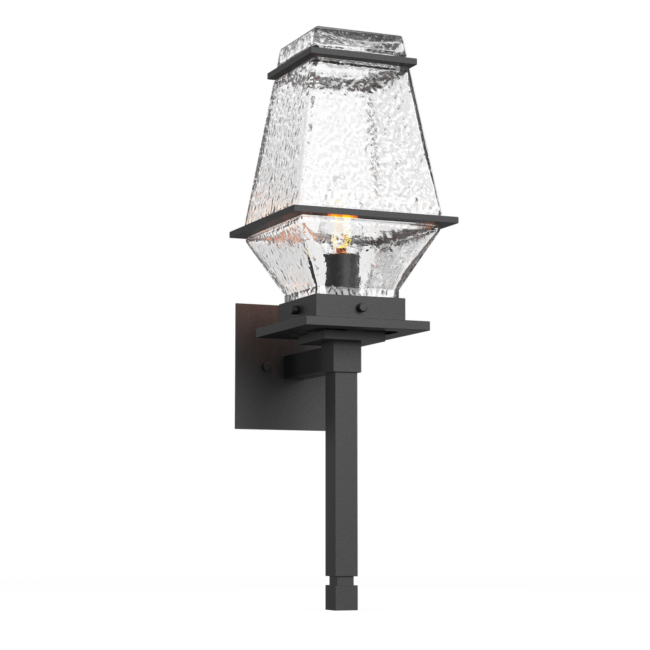 ODB0077-03-TB-C-Hammerton-Studio-Landmark-24-inch-outdoor-torch-sconce-with-textured-black-finish-and-clear-blown-glass-shades-and-incandescent-lamping