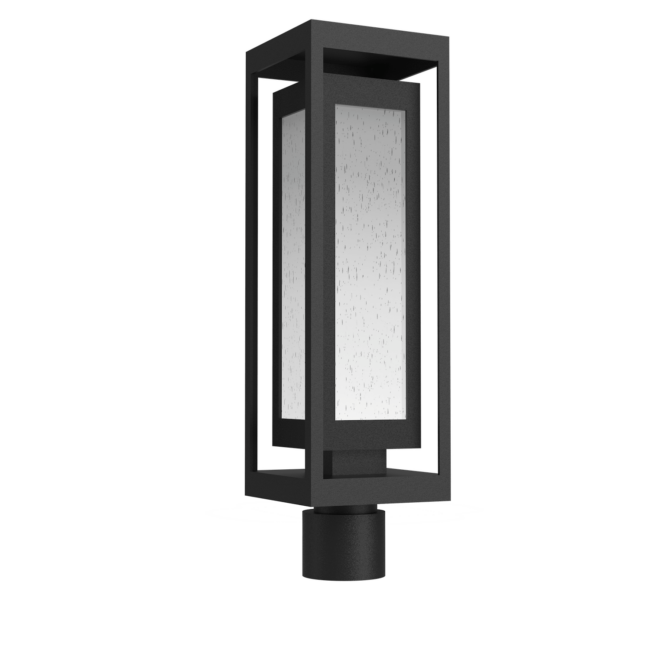 OMB0027-01-TB-FS-Hammerton-Studio-Double-Box-21-inch-postmount-light-with-textured-black-finish-and-frosted-glass-shade-and-LED-lamping