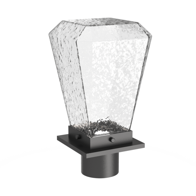 OMB0043-02-AG-C-Hammerton-Studio-Beacon-14-inch-postmount-light-with-argento-grey-finish-and-clear-blown-glass-shades-and-LED-lamping