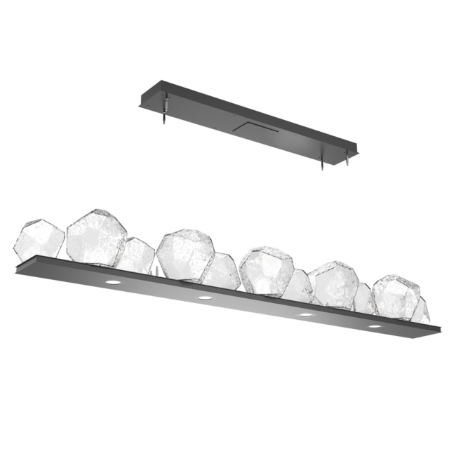 PLB0039-0E-MB-C-Hammerton-Studio-Gem-76-inch-linear-chandelier-with-matte-black-finish-and-clear-blown-glass-shades-and-LED-lamping