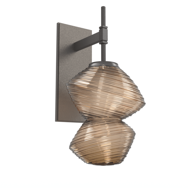 IDB0089-01-GP-B-Hammerton-Studio-Mesa-18-inch-wall-sconce-with-graphite-finish-and-bronze-blown-glass-shades-and-LED-lamping