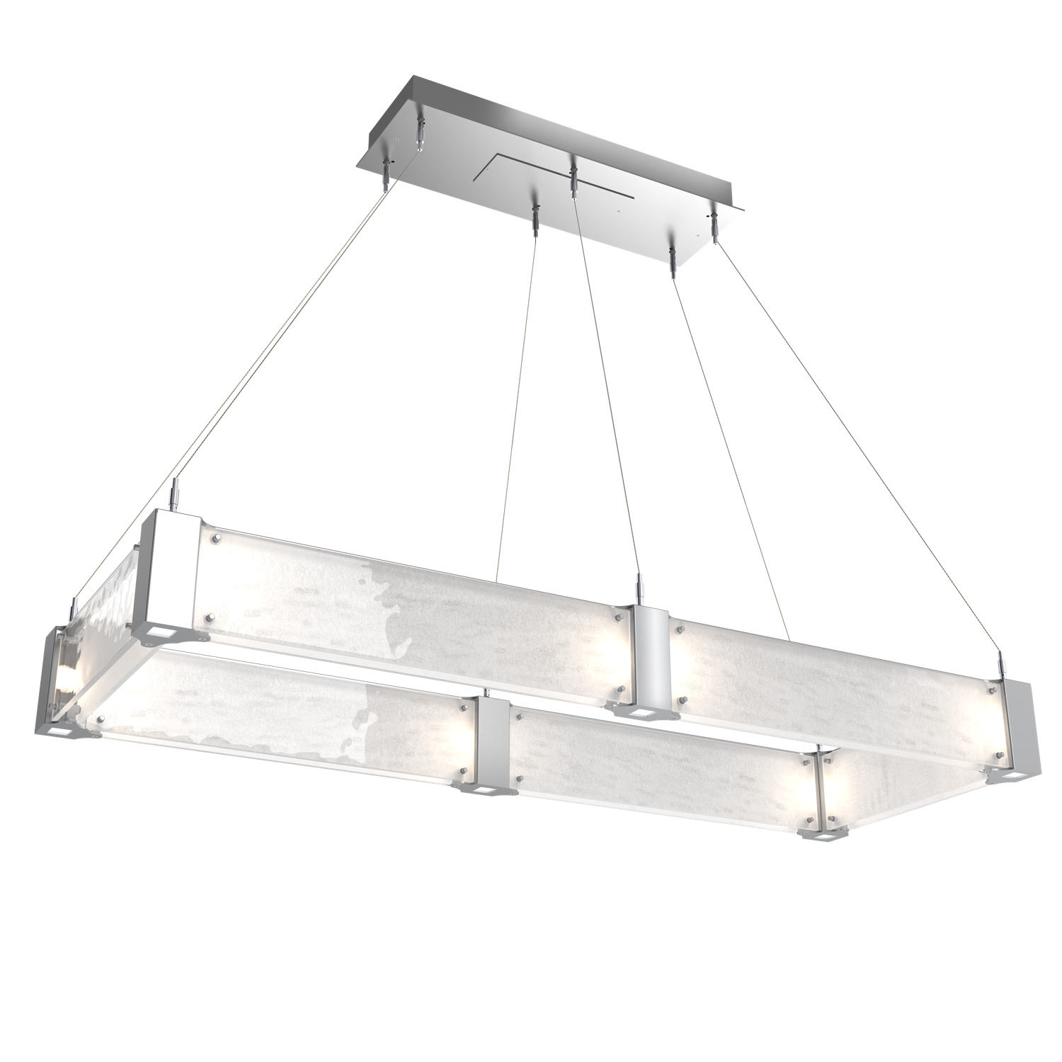 PLB0042-R1-CS-CG-Hammerton-Studio-Parallel-48-inch-rectangular-chandelier-with-classic-silver-finish-and-clear-granite-glass-shades-and-LED-lamping
