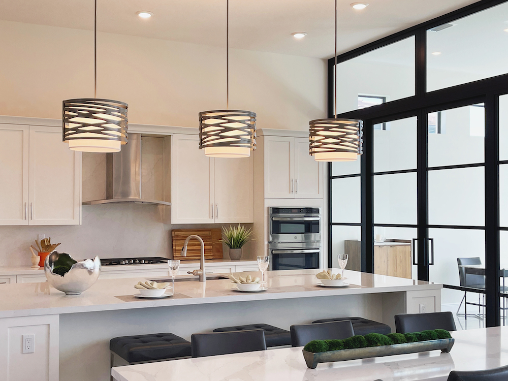 Tempest Drum Chandelier with Linen Shade | Deborah Gregg Interiors
