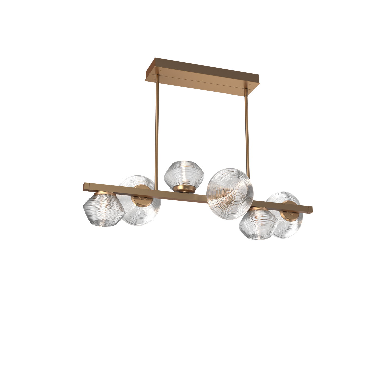 PLB0089-T6-NB-C-Hammerton-Studio-Mesa-6-light-twisted-branch-chandelier-with-novel-brass-finish-and-clear-blown-glass-shades-and-LED-lamping