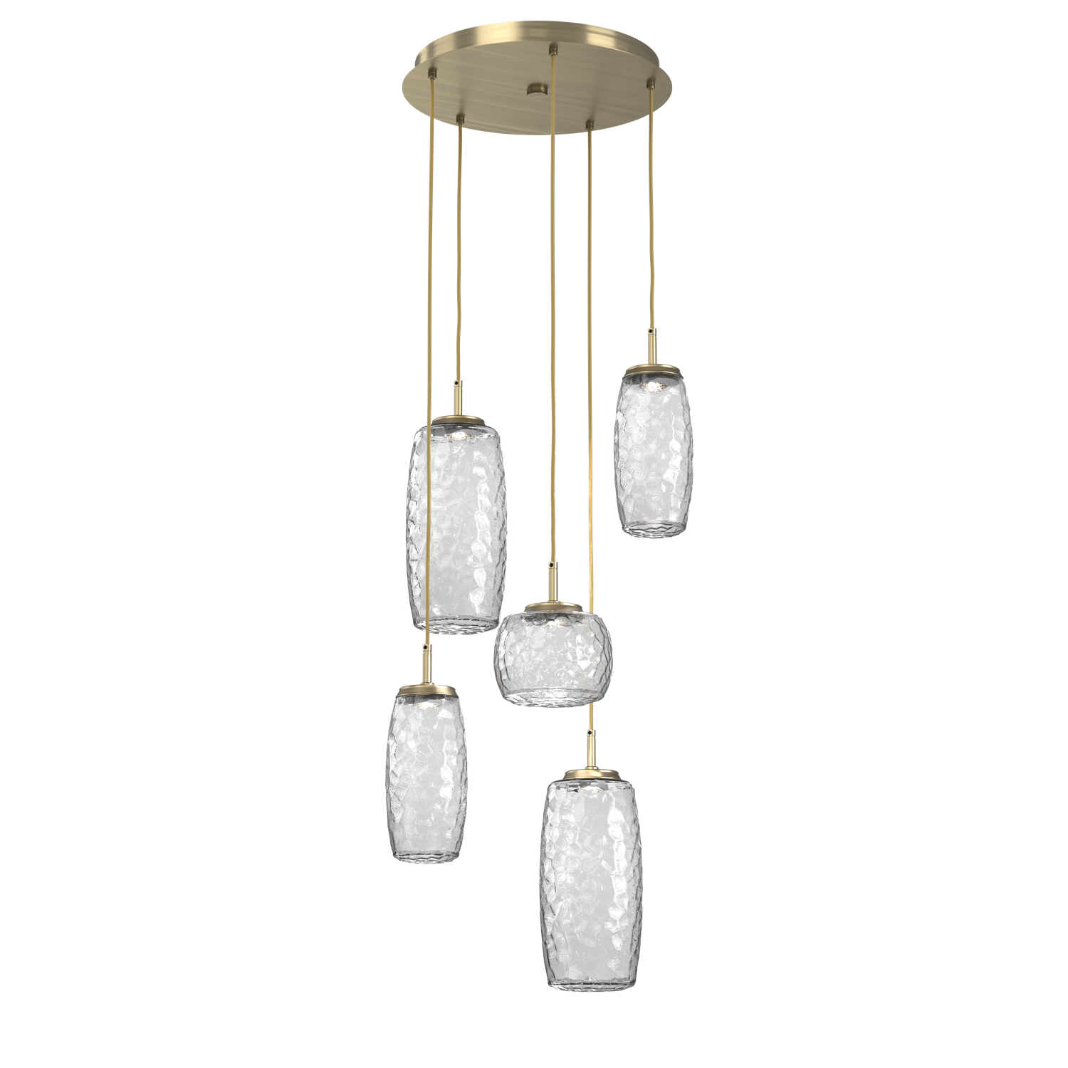 CHB0091-05-HB-C-Hammerton-Studio-Vessel-5-light-round-multi-pendant-chandelier-with-heritage-brass-finish-and-clear-blown-glass-shades-and-LED-lamping